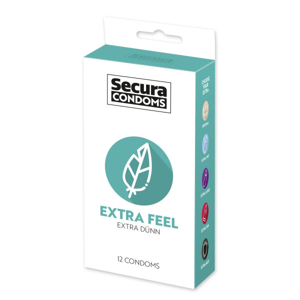 Préservatifs lubrifiés extra fin en latex x12 avec réservoir Extra Feel 53 mm 